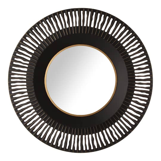 Glitzhome® 35" Vintage Industrial Metal Round Wall Mirror